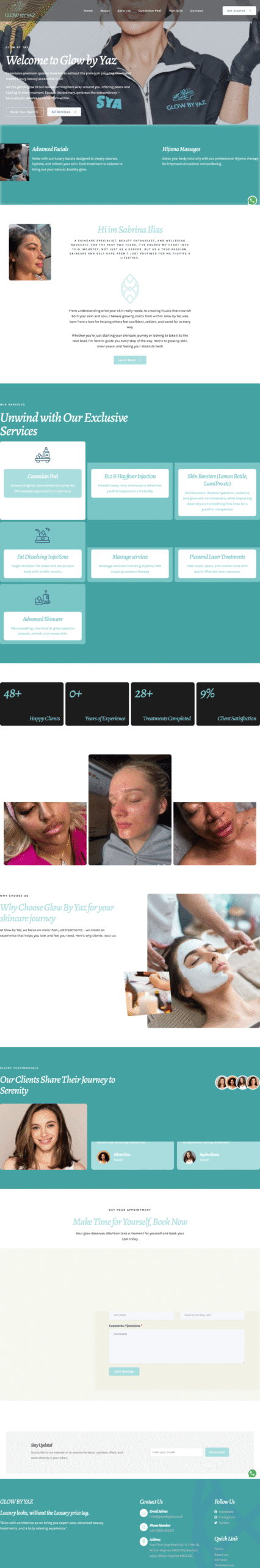 portfolio website project Glow by yaz – Glow with Confidence, Shine Every Day