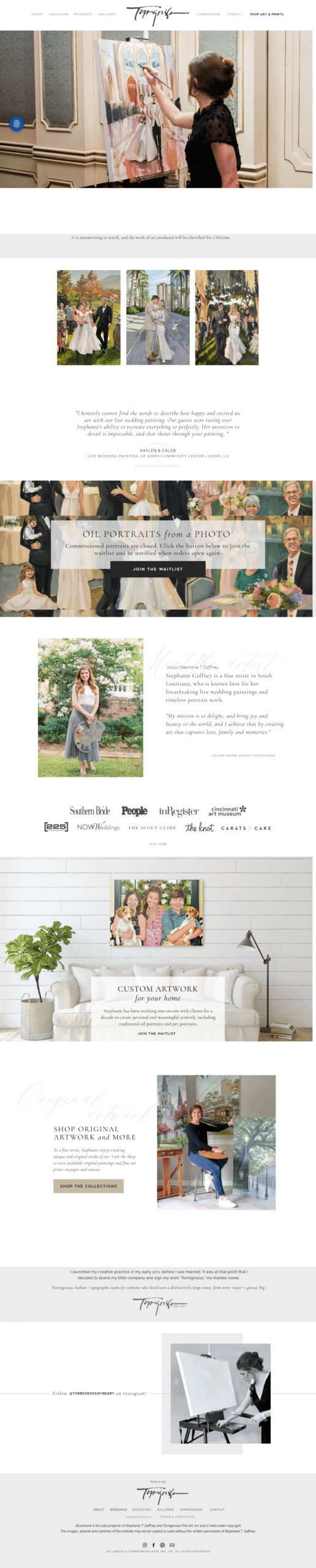 portfolio website project Live Wedding Painter - Torregrossa Fine Art