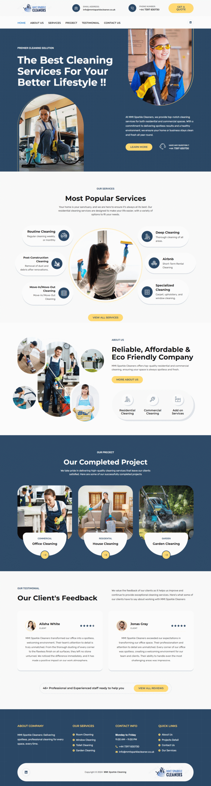 portfolio website project MMt Sparkle Cleaner