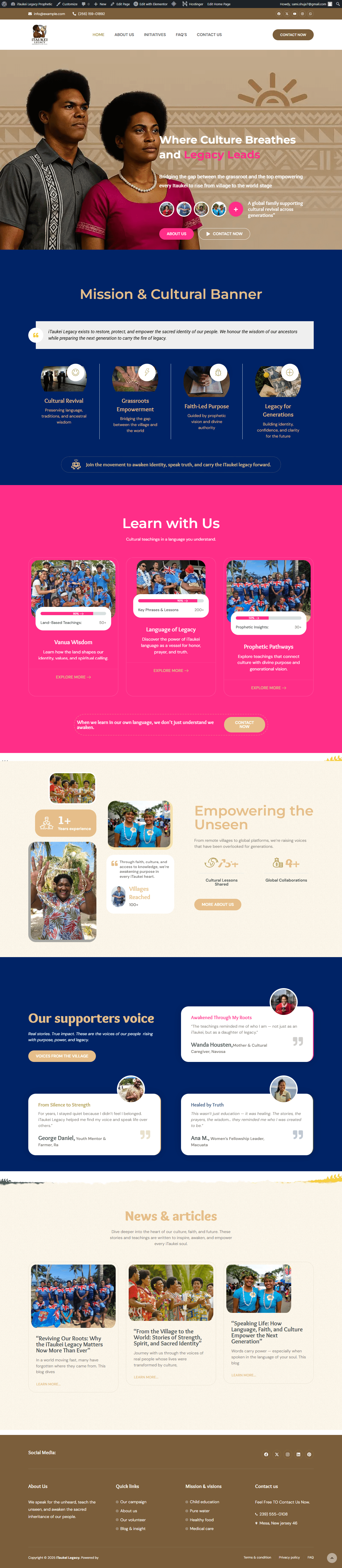 portfolio website project iTaukei Legacy Prophetic